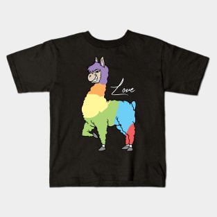 LGBTQ Llama Alpaca Rainbow Love Gay Pride Kids T-Shirt
